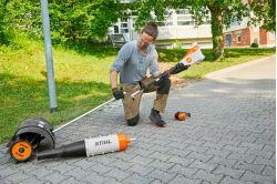Stihl KMA 135 R Cordless Kombi attaching the blower