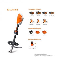 Stihl KMA 130 R Cordless KombiEngine - multiple battery options compatible with the Stihl carrying system